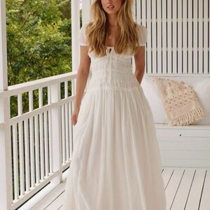 Free People White Cotton Maxi Dress